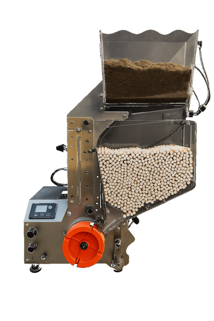 Best electrical cigarette rolling machine with transparent tobacco and cigarette storage compartments, designed for high-speed tube filling and precision tobacco injection